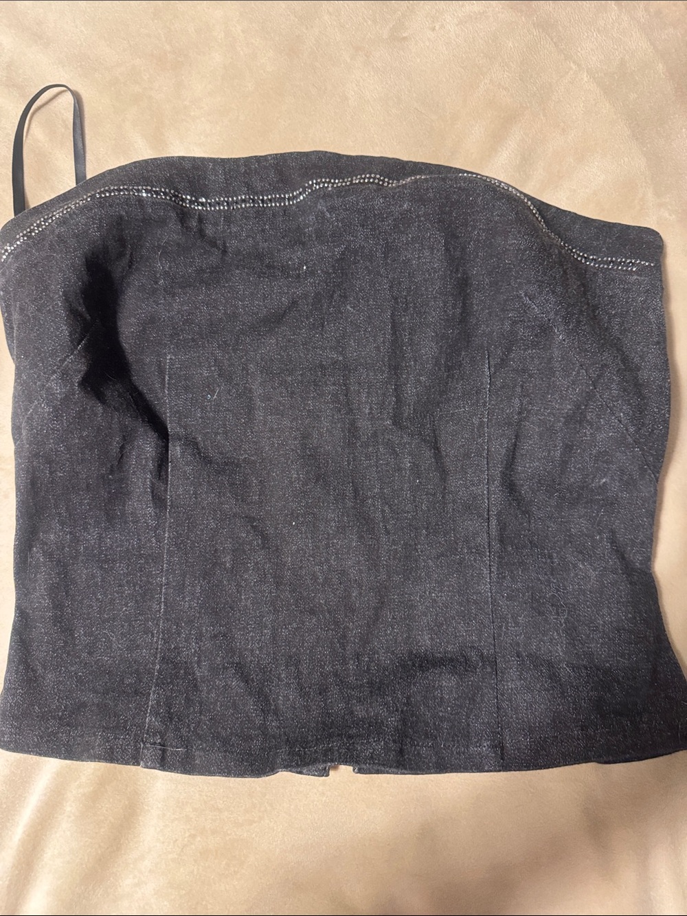 Black Denim Strapless top